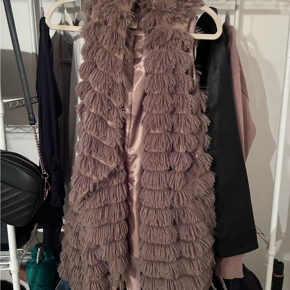 Faux Fur Textured Vest in Taupe